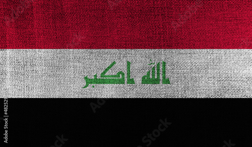 Iraq flag on knitted fabric. 3D-image