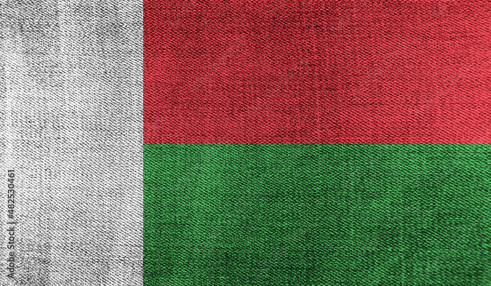 Madagascar flag on knitted fabric. 3D-image Madagascar flag on knitted fabric. 3D-image