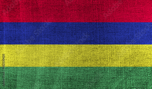 Mauritius flag on knitted fabric. 3D-image