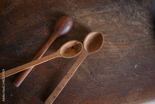 Wooden spoons in the kitchen