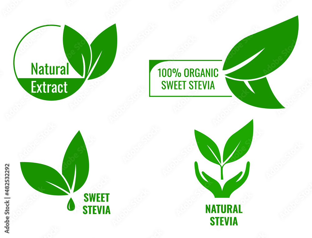 natural extract, 100% organic sweet stevia, natural stevia icon vector illustration natural extract, 100% organic sweet stevia, natural stevia icon vector illustration