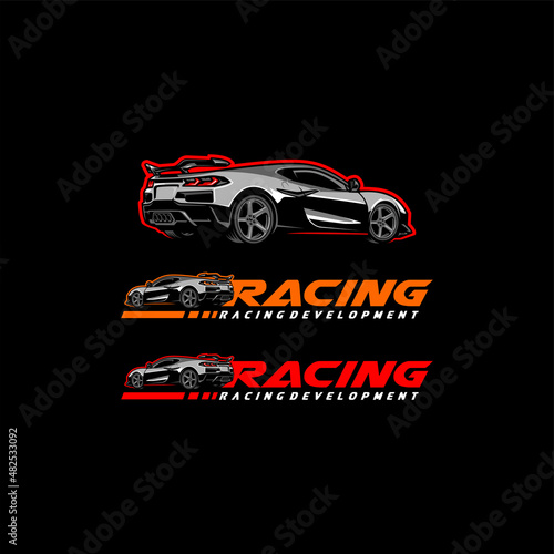 set of car logo concept in black background vector