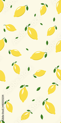 Fototapeta Naklejka Na Ścianę i Meble -  Fresh lemons smartphone cover design. Seamless pattern