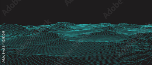 Canvas Print 3D rendered illustration of terrain wireframe mesh