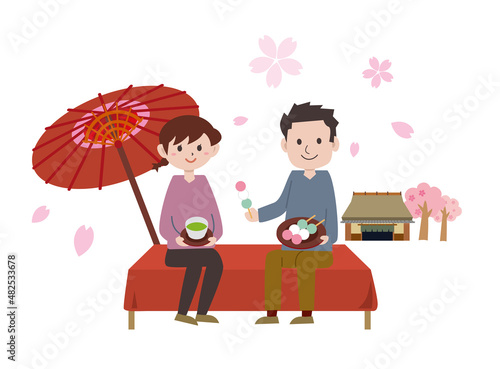 春の桜　花見茶屋 