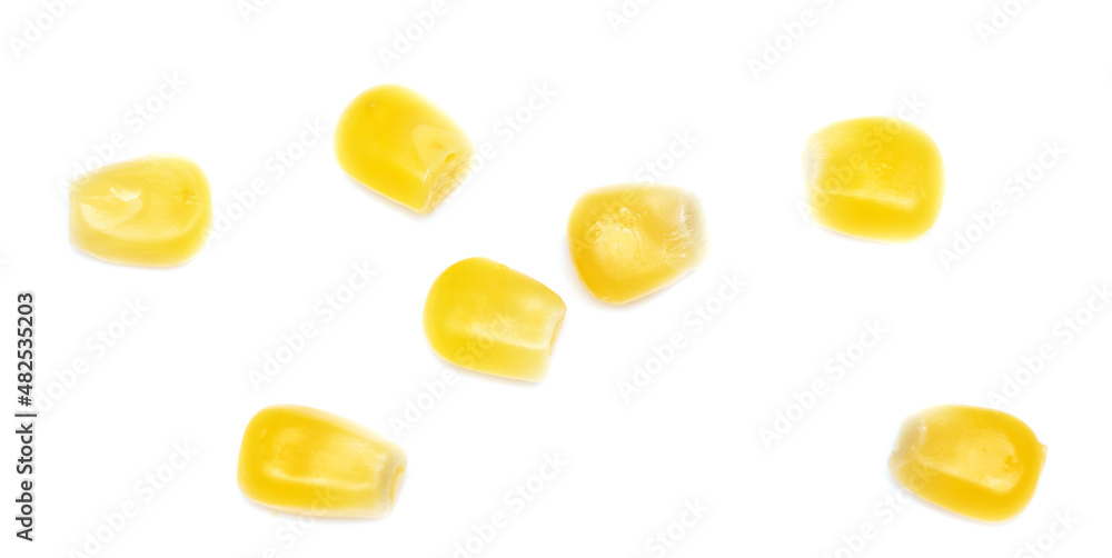 Corn grains isolated on a white background.