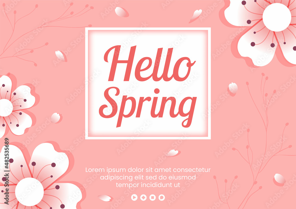 Spring with Blossom Sakura Flowers Brochure Template Flat Illustration Editable of Square Background for Social Media or Greeting Card Spring with Blossom Sakura Flowers Brochure Template Flat Illustration Editable of Square Background for Social Media or Greeting Card