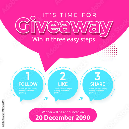 Giveaway banner template. Gift social media. follow like share.