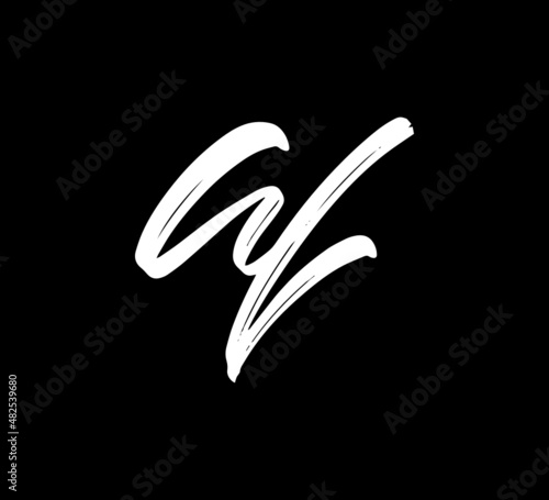 White Vector Letters Logo Brush Handlettering Calligraphy Style In Black Background Initial al