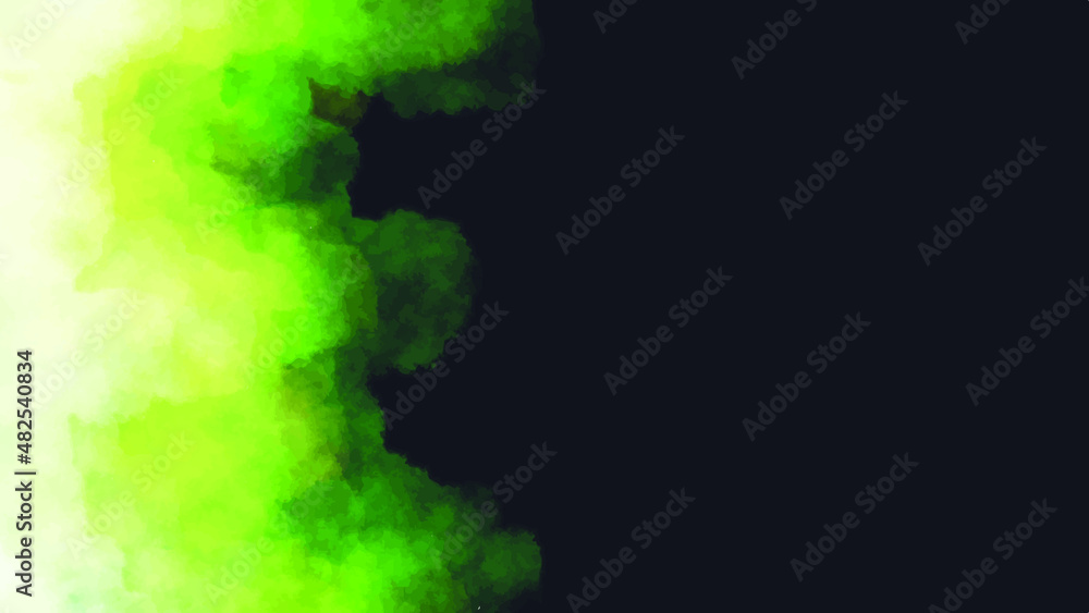 colorful green smoke on black abstract background vector