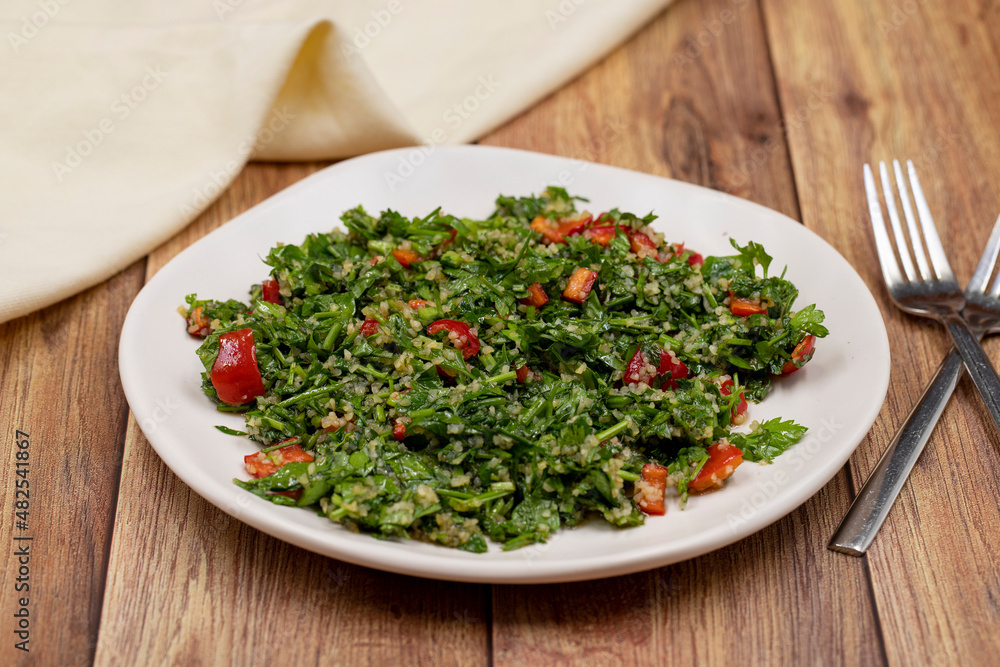 Raw ingredients cooking salad tabouli horizontal view. Healthy food Raw ingredients cooking salad tabouli horizontal view. Healthy food