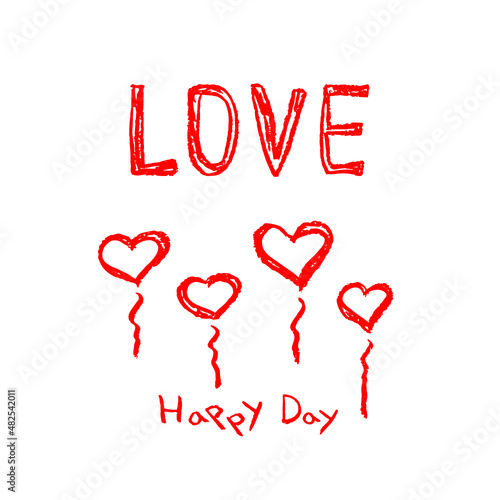 Wallpaper Mural 발렌타인데이(b)_색연필 하트 Torontodigital.ca