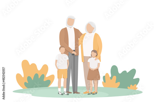 Grandparents and grandchildren. Vector illustration.