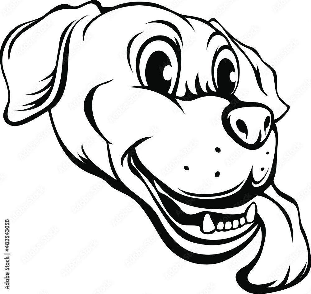 Black and white hand drawn face of dog . Mascot illustration. Dog tattoo art Black and white hand drawn face of dog . Mascot illustration. Dog tattoo art