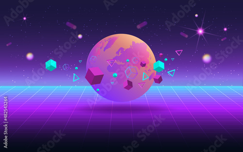 Concept of Future digital technology metaverse, colorful background. Vector illustration eps10