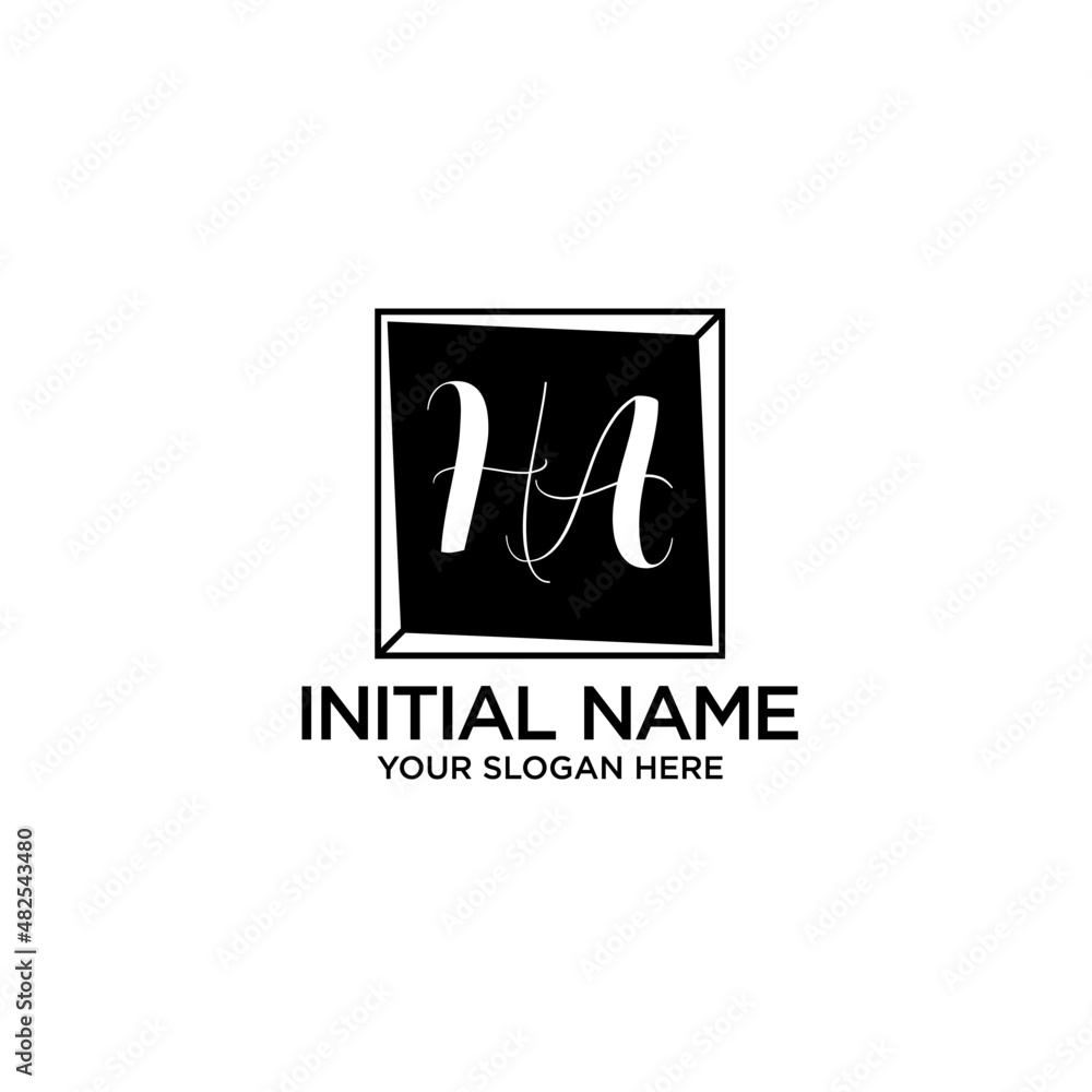 HA monogram logo template vector	