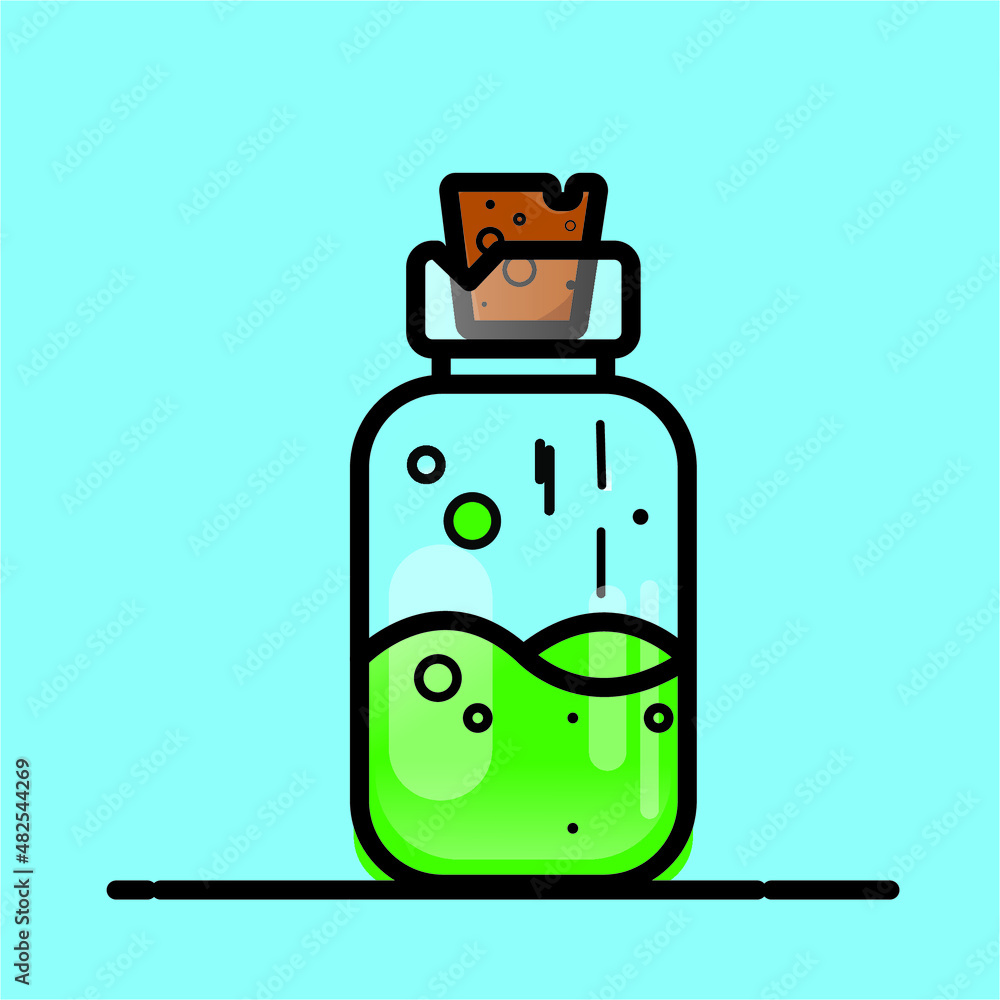 illustration of a bottle and a glass