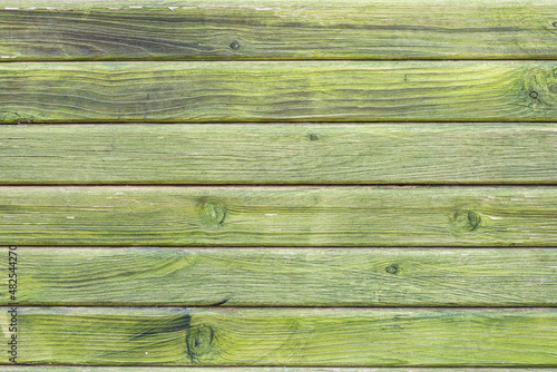 Background and texture of decorative old wood striped on the wall surface. pattern from a wooden bar