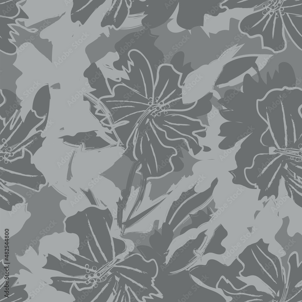 Floral Brush strokes Seamless Pattern Design Floral Brush strokes Seamless Pattern Design