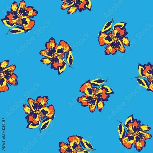 Floral Brush strokes Seamless Pattern Design