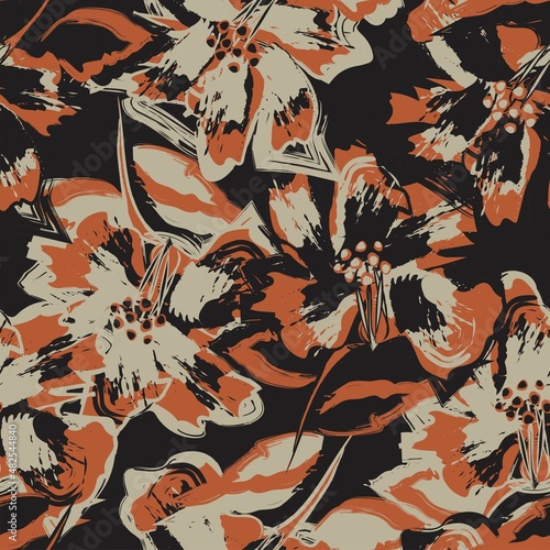 Floral Brush strokes Seamless Pattern Design