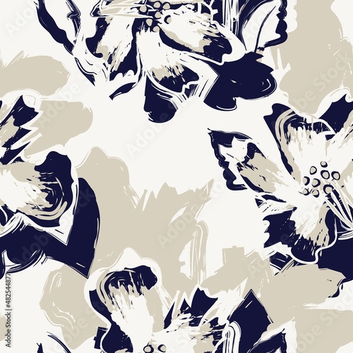 Floral Brush strokes Seamless Pattern Design