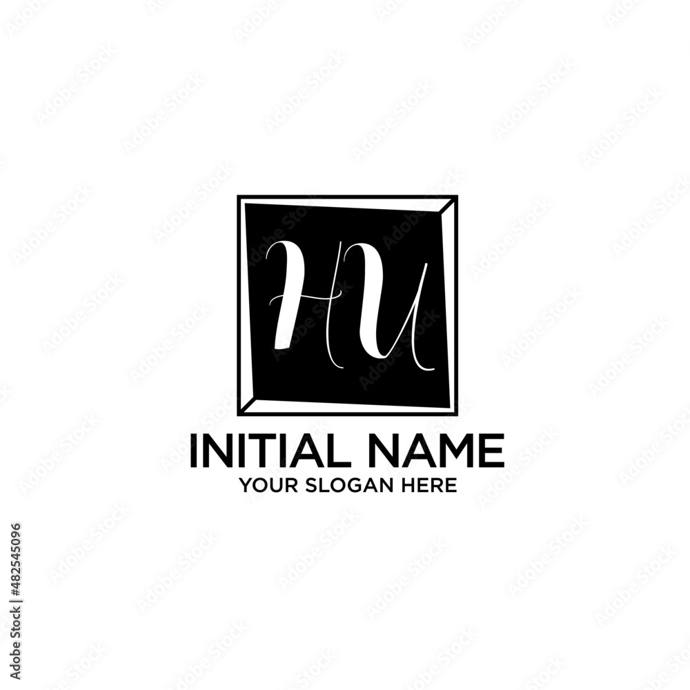 Obraz premium HU monogram logo template vector 