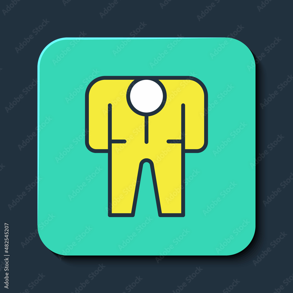 Filled outline Beekeeper costume icon isolated on blue background. Special protective uniform. Turquoise square button. Vector Filled outline Beekeeper costume icon isolated on blue background. Special protective uniform. Turquoise square button. Vector