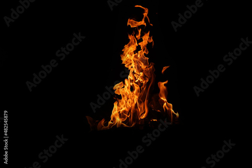 Fire flames on black background. abstract fire flame background. © somchai