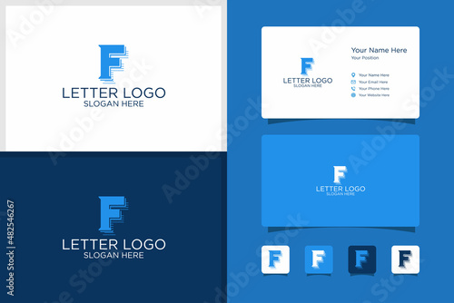 initial letter f design logo and business card template. premium vector