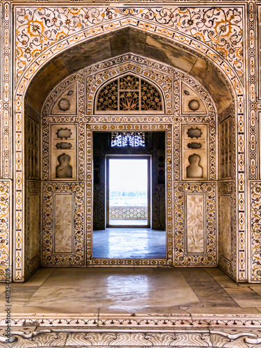 Beautiful ornated Interior of Red Fort, Agra