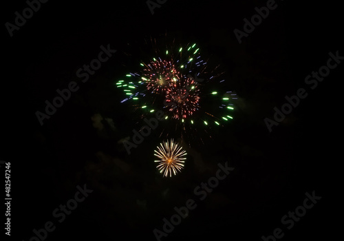 Multicolored firework on black background