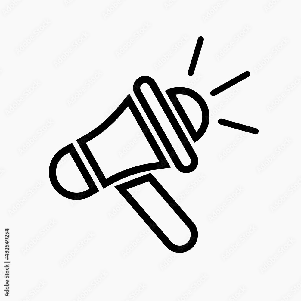 Megaphone music flat style icon shape symbol. Voice sound speech logo