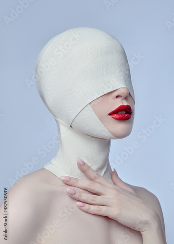 Obraz na plátně Plastic surgery, cosmetic surgery on  face  woman