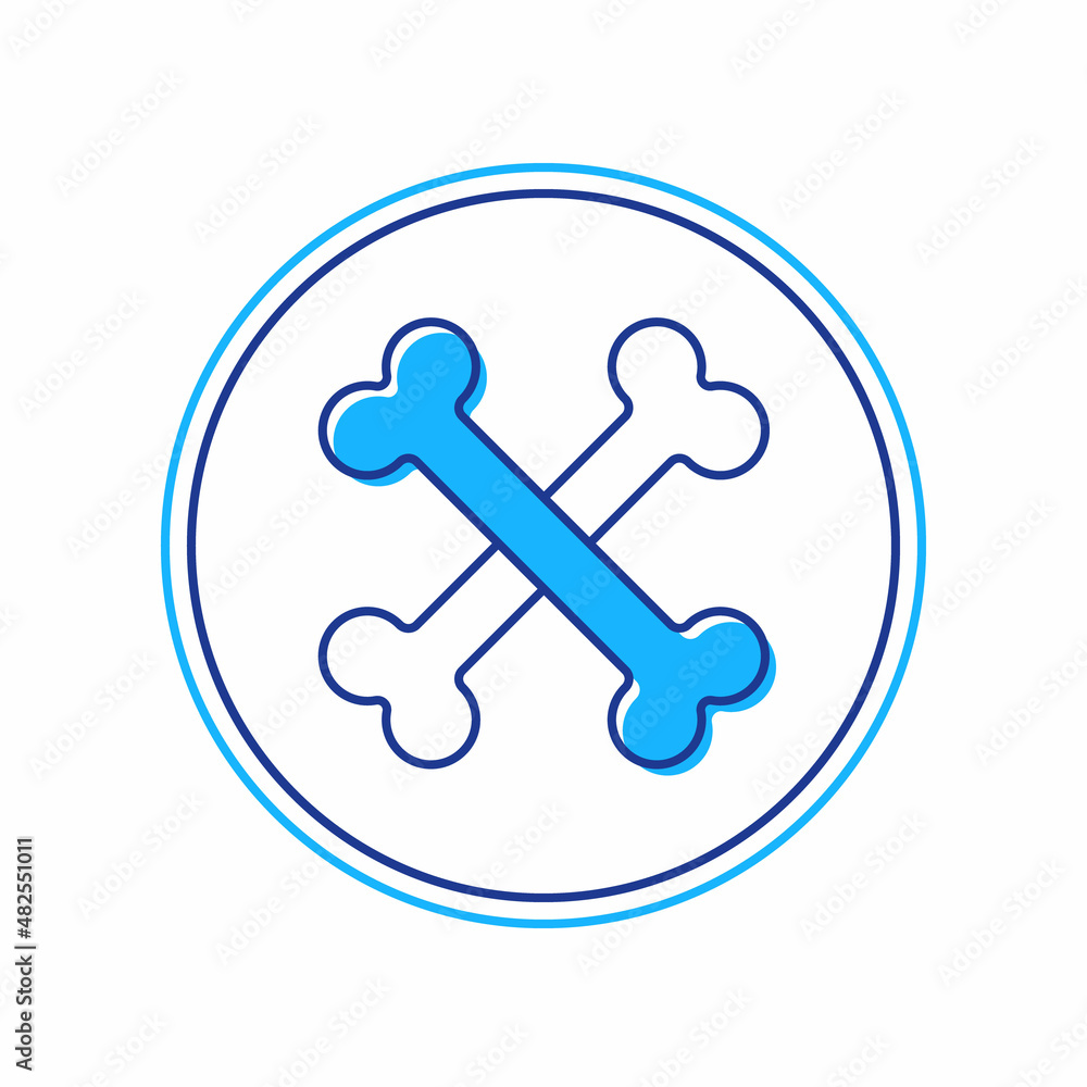 Filled outline Crossed bones icon isolated on white background. Pets food symbol. Happy Halloween party. Vector Filled outline Crossed bones icon isolated on white background. Pets food symbol. Happy Halloween party. Vector