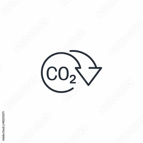 Reducing  carbon dioxide CO2 emissions. Development of environmental protection technologies. Vector linear icon isolated on white background