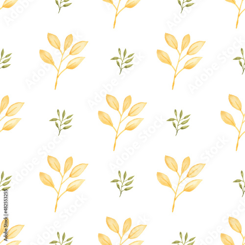 Watercolor leaf seamless pattern