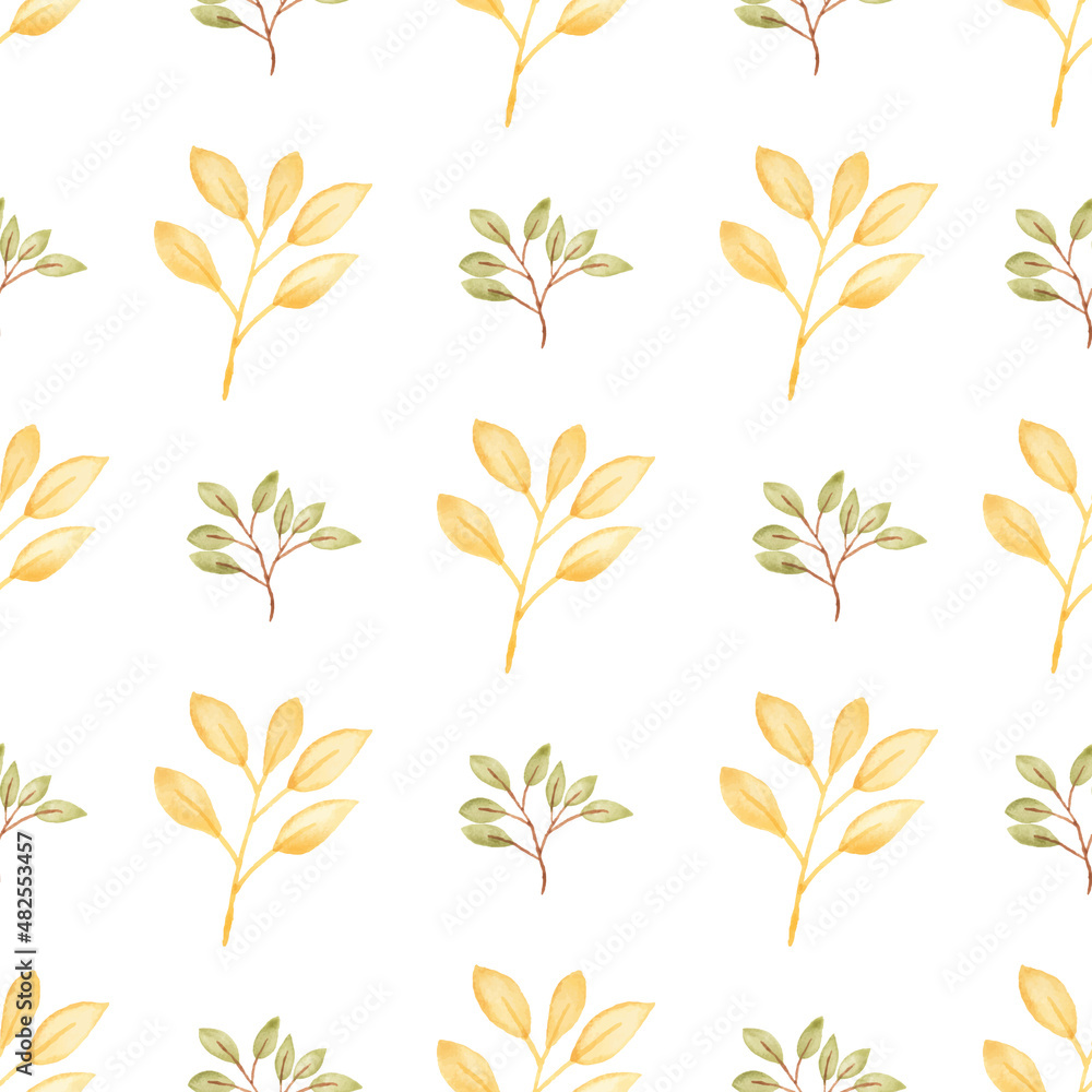Watercolor leaf seamless pattern Watercolor leaf seamless pattern