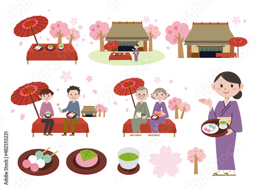 春の桜　花見茶屋 　セット
