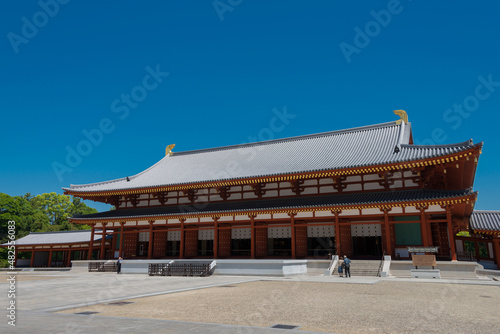 Nara, Japan - Mar 23 2019 - Yakushiji Temple in Nara, Japan. It is part of UNESCO World Heritage Site - Historic Monuments of Ancient Nara.