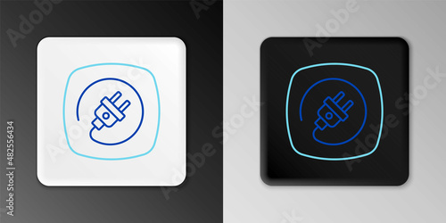 Line Electric plug icon isolated on grey background. Concept of connection and disconnection of the electricity. Colorful outline concept. Vector