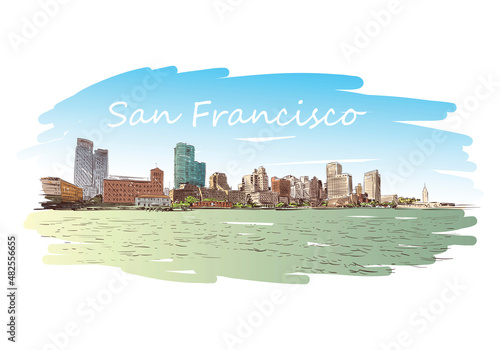 San Francisco city hand drawn. Street sketch, vector illustration