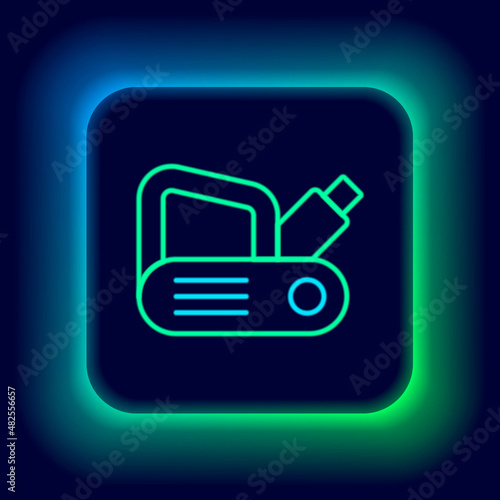 Glowing neon line Electric planer tool icon isolated on black background. Colorful outline concept. Vector