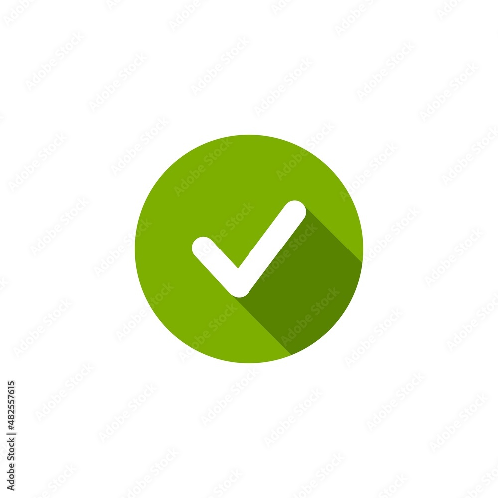 Check Mark. Valid Seal icon. white rounded tick with shadow in green circle. Check Mark. Valid Seal icon. white rounded tick with shadow in green circle.