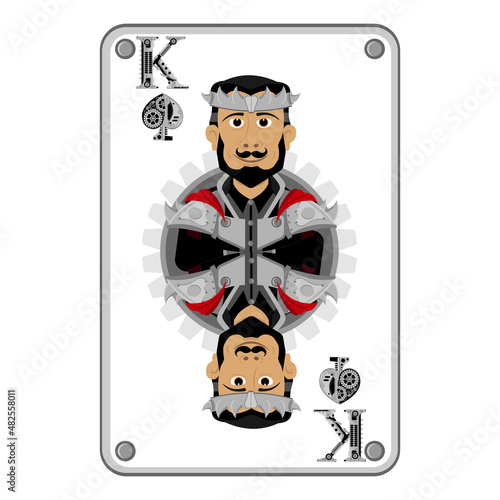 The king of spades playing card in steampunk style. Vector illustration.