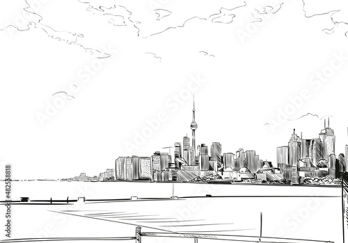 Toronto city hand drawn.Canada Street sketch, vector illustration