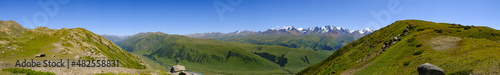 Dzungarian alatau mountain ridge. Tourism, travel, hiking in Kazakhstan concept.