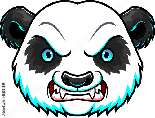 Cartoon angry panda head mascot design