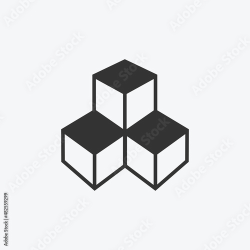 Outline cubes icon flat design vector illustration.
