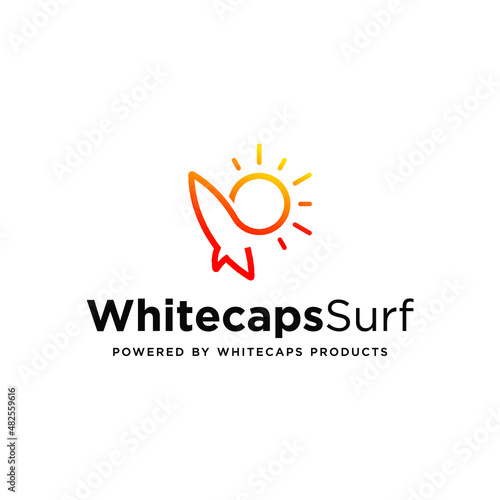 surfboard logo with sun